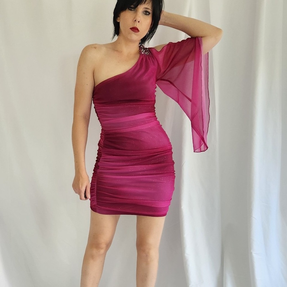 00s Deb‎ Pink One Shoulder Dress